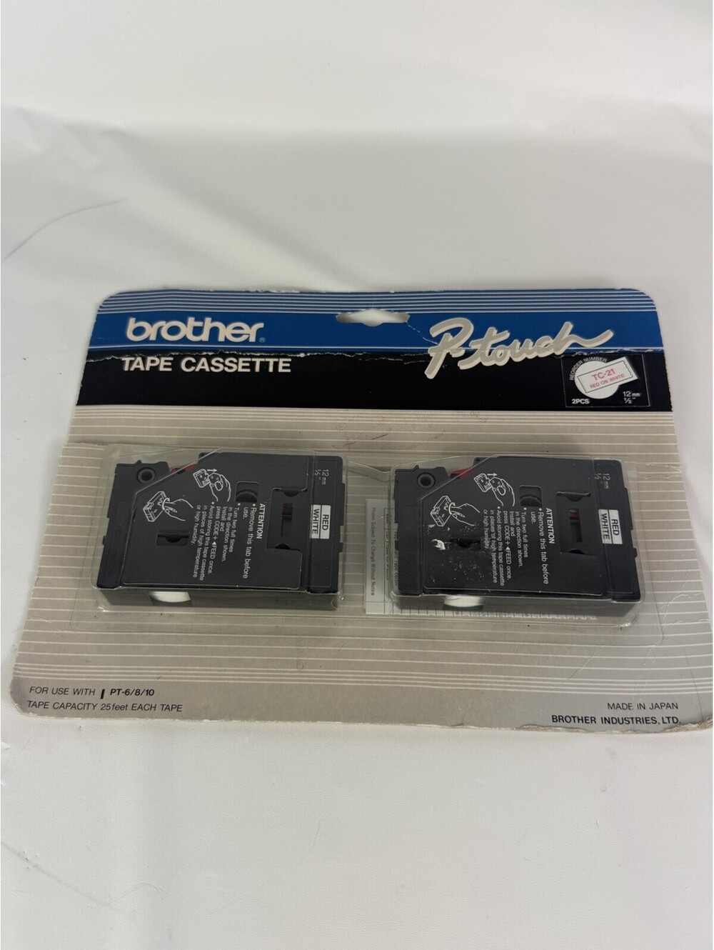 Brother P-Touch Tape Cassette TC-21 Red On White